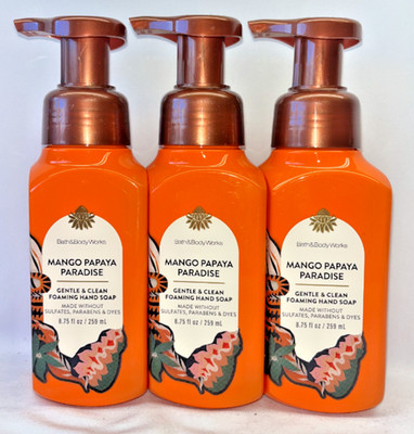 3 Mango Papaya Paradise Bath & Body Works Gentle Foaming Hand Soap 8.75 fl oz