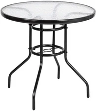 31.5" Round Patio Bistro Tempered Glass Table Top with Umbrella Hole Banquet NEW