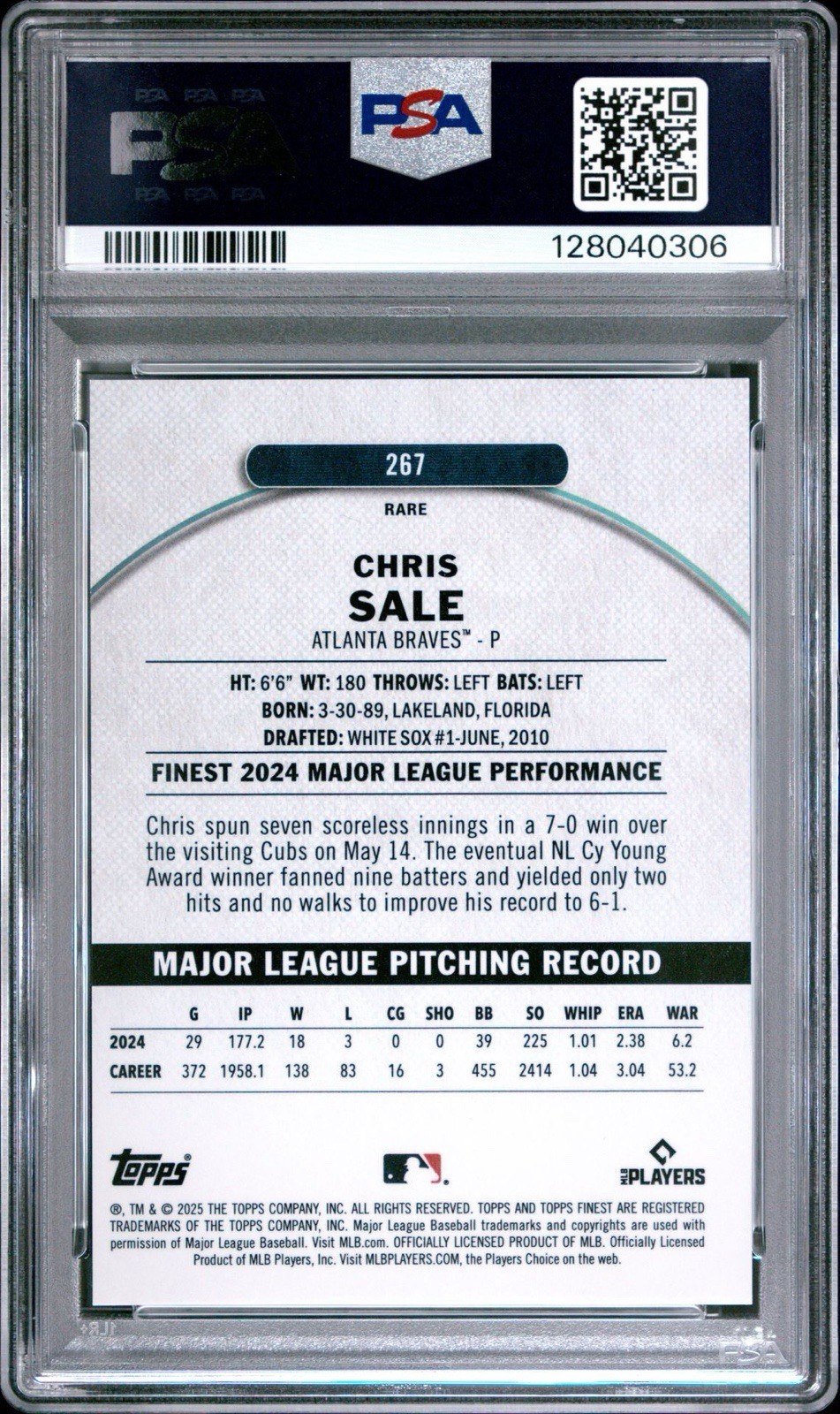 2025 FINEST CHRIS SALE /25 GREEN REFRACTOR LOW POP PSA 10 view 2