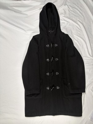 Vintage Alfani Wool Duffle Coat Men s Size Xl Black Hooded Toggle Button