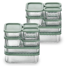 EATEX 14 Pack Glass Meal Prep Containers with Grooved Base, 14 Stackable BPA ...