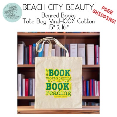 Banned Books Tote Spacious Natural Cotton Tote Bag 15  x 16 