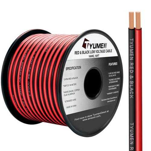 Versatile 100FT 14AWG Cable - Durable Red & Black Wire for Easy Connectivity - Picture 3 of 9