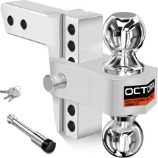 2" Receiver 6" Drop Adjustable Towing Hitch Dual Ball Mount Trailer 12500 lb