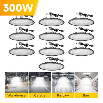 10Pcs 300W UFO Led High Bay Light Commercial Industrial Warehouse Light 110-265V