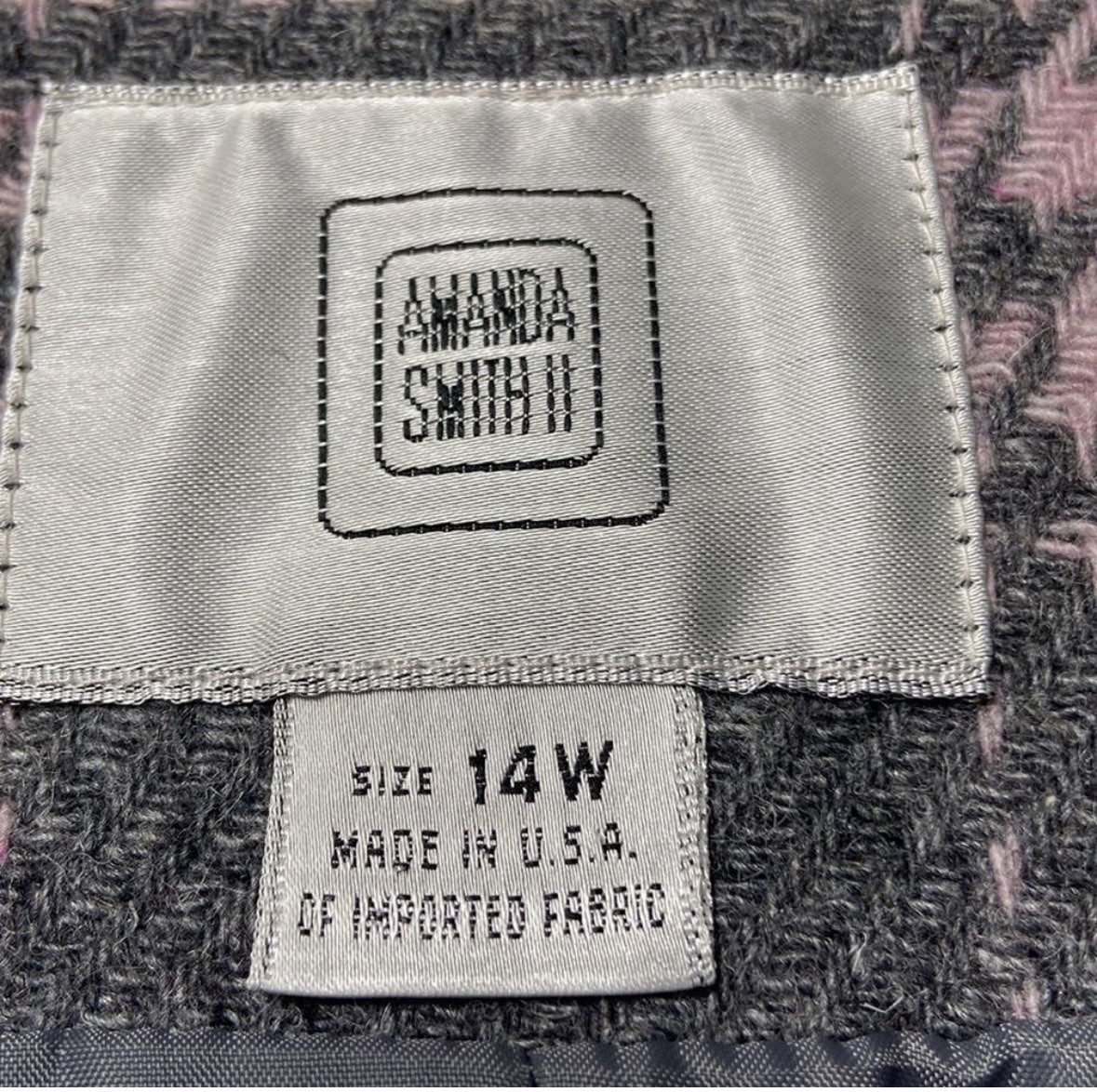 Amanda Smith Collarless Button Down Pink/Gray Pla… - image 6