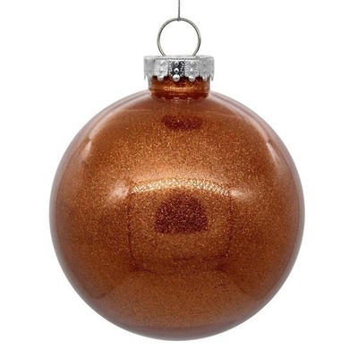 Vickerman 4.75 in. Glitter Clear Christmas Ball Ornament, Copper - 4 per Bag