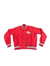 Vintage 80s Chalkline Wisconsin Badgers Bomber Jacket Satin Red Sports Rare