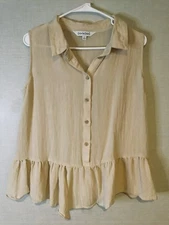 Davi & Dani Baby Doll Top Ruffle Hem SZ: L