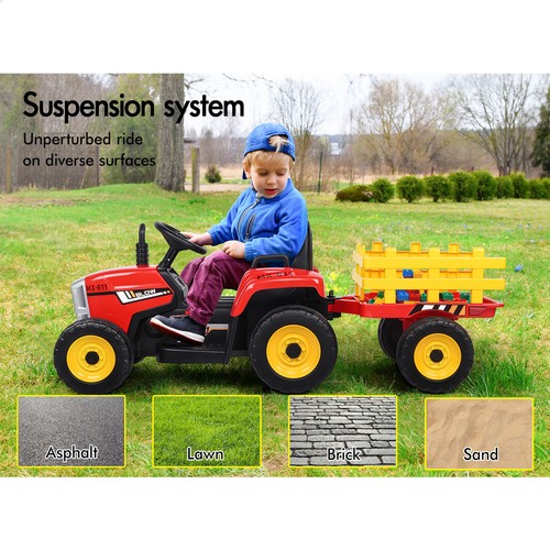 ALFORDSON Kids Ride On Car Tractor 12V Electric Toy Vehicle Child Toddlers Red - Picture 6 of 12