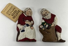 Vintage Santa Mrs. Clause Ceramic Rustic Folk Old Fashioned Christmas Figurines