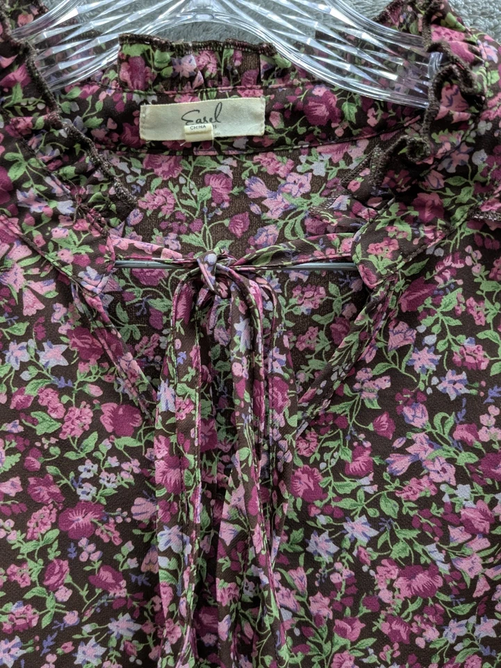 Blusa ajustada para mujer grande boho cottagecore cuello atado gasa top Fairycore Foto 2 de 4