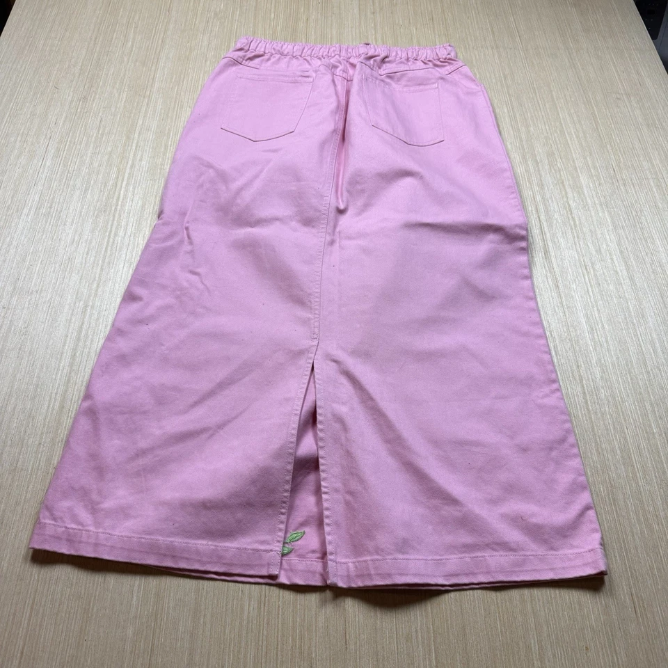 Vintage Denim Skirt Quacker Factory Maxi Daisy Embroidered Floral Large - Image 2 of 4