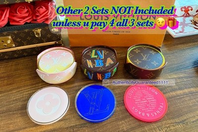 Louis Vuitton Moscow LA NYC Hawaii Coasters Gift Set Neon Monogram