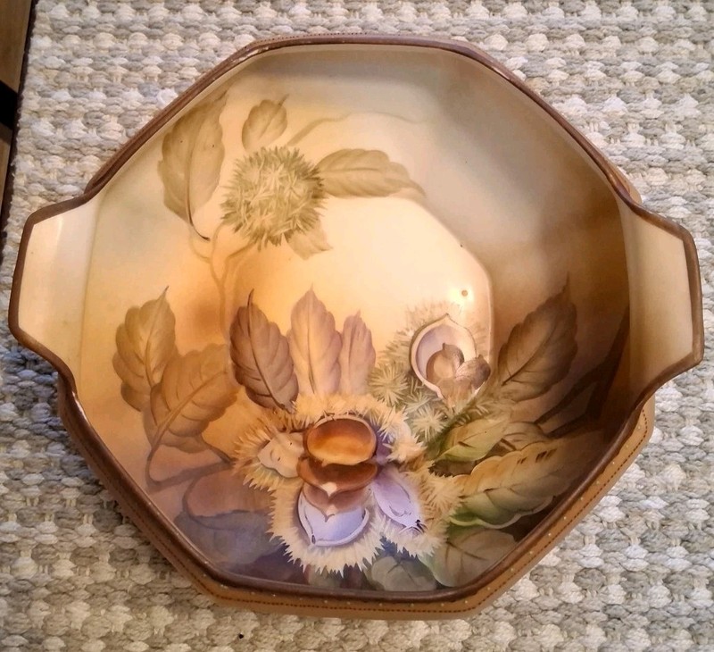 1930's Hand Painted Nippon Octagonal Bowl With Handles ~Antique~