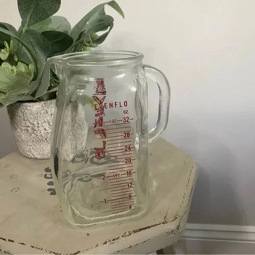 Vintage Evenflo Glass Baby Formula Milk Jug Measuring Pitcher 4 Cup USA