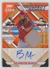 Brandon Marsh 2021 Panini Elite Extra Edition Prospects Materials Orange Auto