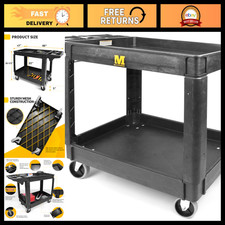 Heavy Duty 2-Shelf Utility Cart 500 lb Capacity, Polypropylene, Tool Storage, 5"