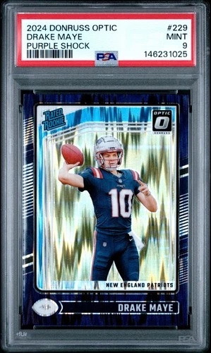 2024 PANINI DONRUSS OPTIC PURPLE SHOCK #229 DRAKE MAYE ROOKIE RC PSA 9