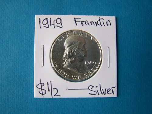 US COINS 1949 YEAR  FRANKLIN HALF DOLLAR NICE SILVER COIN.