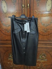 VERONICA BEARD Barrie Vegan Leather Black High Waist Pencil Midi Skirt  Sz 6