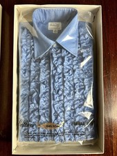 Vtg 70s Delton Tuxedo Shirt Mens Size 14/34 Blue Ruffle Frill Collared Prom NOS