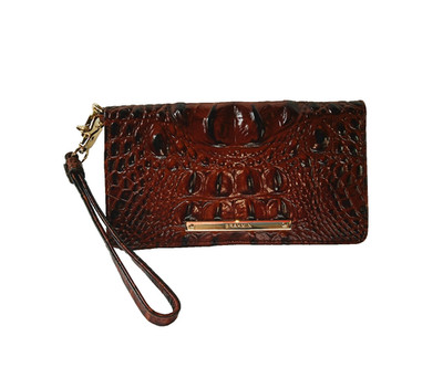 Brahmin Wristlet - Debra Pecan Melbourne -  Croc-Embossed Leather