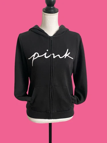 UNDERCOVER Felpa con cappuccio e zip intera ROSA Victorias Secret nera taglia S