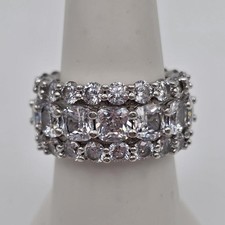 925 Sterling Silver Cushion Round Cubic Zirconia 11mm Eternity Ring Band sz7