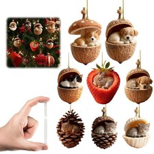 Forest Animal Acorn Ornament-Cozy Forest Christmas Ornament,2D Flat AcrylicHang