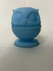 Vintage Fenton Fairy Lamp Blue Satin Glass Owl Candle Holder