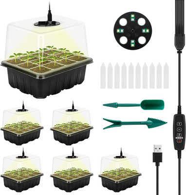 5x Mini Gewächshaus set Zimmergewächshaus Anzucht Treibhaus mit Pflanzenlampe DE