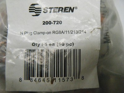 Lot 10 New N Plug Clamp-On Coaxial adapter RG8A RG11A RG213 RG214. Gold Connects