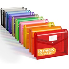 Best Deli 10 Pack Plastic Expanding File Folder Folders for Documents with Snap