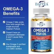Omega 3 Fischöl 120 Softgel 1200mg EPA 900mg DHA Unterstützen Gehirn Herz Immun