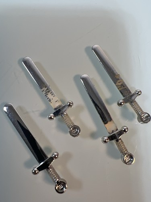 #ad LEGO Chrome Sword Lot 4 Castle Knight Weapons Worn Silver Parts Accessories $11.99