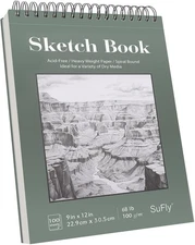 SuFly Sketch Book 9x12, Drawing Paper Pad-68lb/100gsm, Top Spiral Green 