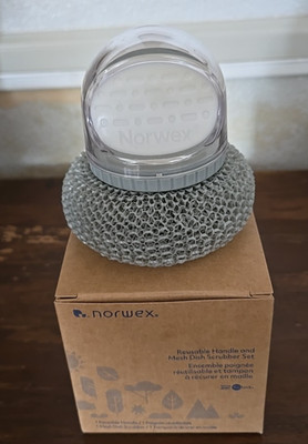 NEW Norwex Reusable Handle With Mesh Dish Scrubber Kitchen Sink Pot Scrub Sponge