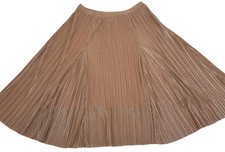 MAEVE Anthropologie Ambra Metallic Pleated Midi Skirt Rose Gold Sz S Oversized