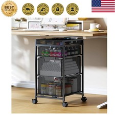 Rolling Utility Cart with 3 Drawers, Craft Organizer and Storage with DIY Div...