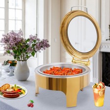 Gold Round Chafing Dishes, Stainless Steel Chafers and Buffet Warmers Sets