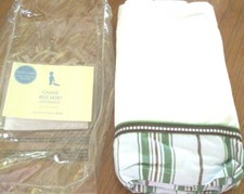 POTTERY BARN KIDs CHASE Crib BedSkirt Blue Green Brown White Cotton Nursery Baby
