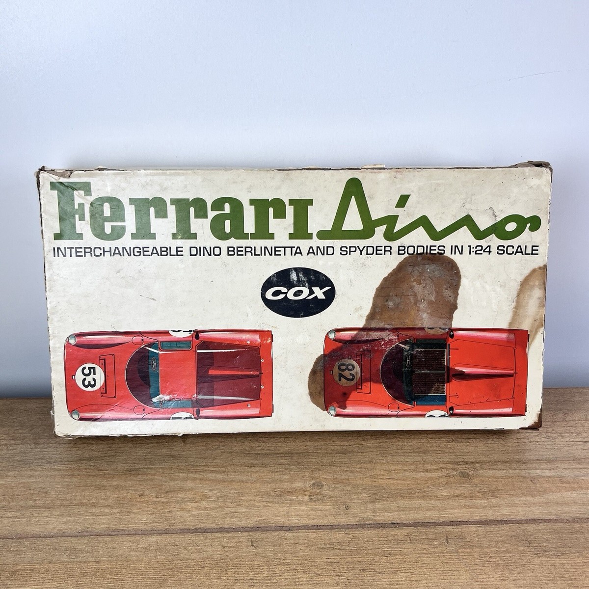 ミニカー COX Ferrari Dino 1/24 Vtg 1/24 COX Ferrari DINO Spyder Slot Car W/ 2nd Car Frame & Asst