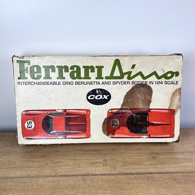 Vtg 1/24 COX Ferrari DINO Spyder Slot Car W/ 2nd Car Frame & Asst