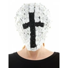 Over the Head White Floral Roses Black Cross Full Face Yeezus Masquerade Mask