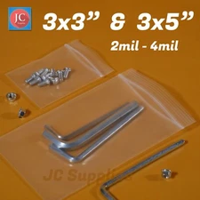 Small Clear Plastic Zip Lock 3x3" 3x5" Reclosable Bags 4Mil  Zipper Jewelry Bags