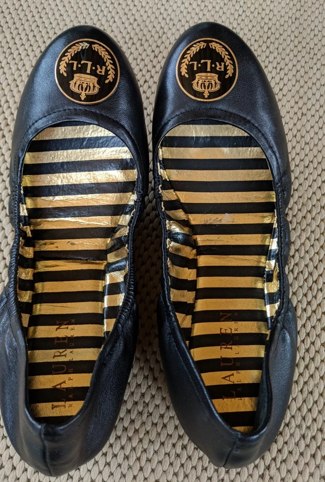 Women's Shoes Ralph Lauren BRITTANY Flats Ballerinas Leather Crown Crest Preppy - Image 2 of 4