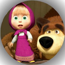 Cake Topper Birthday Party Cake Image Fondant Wafer Masha and the Bear P13