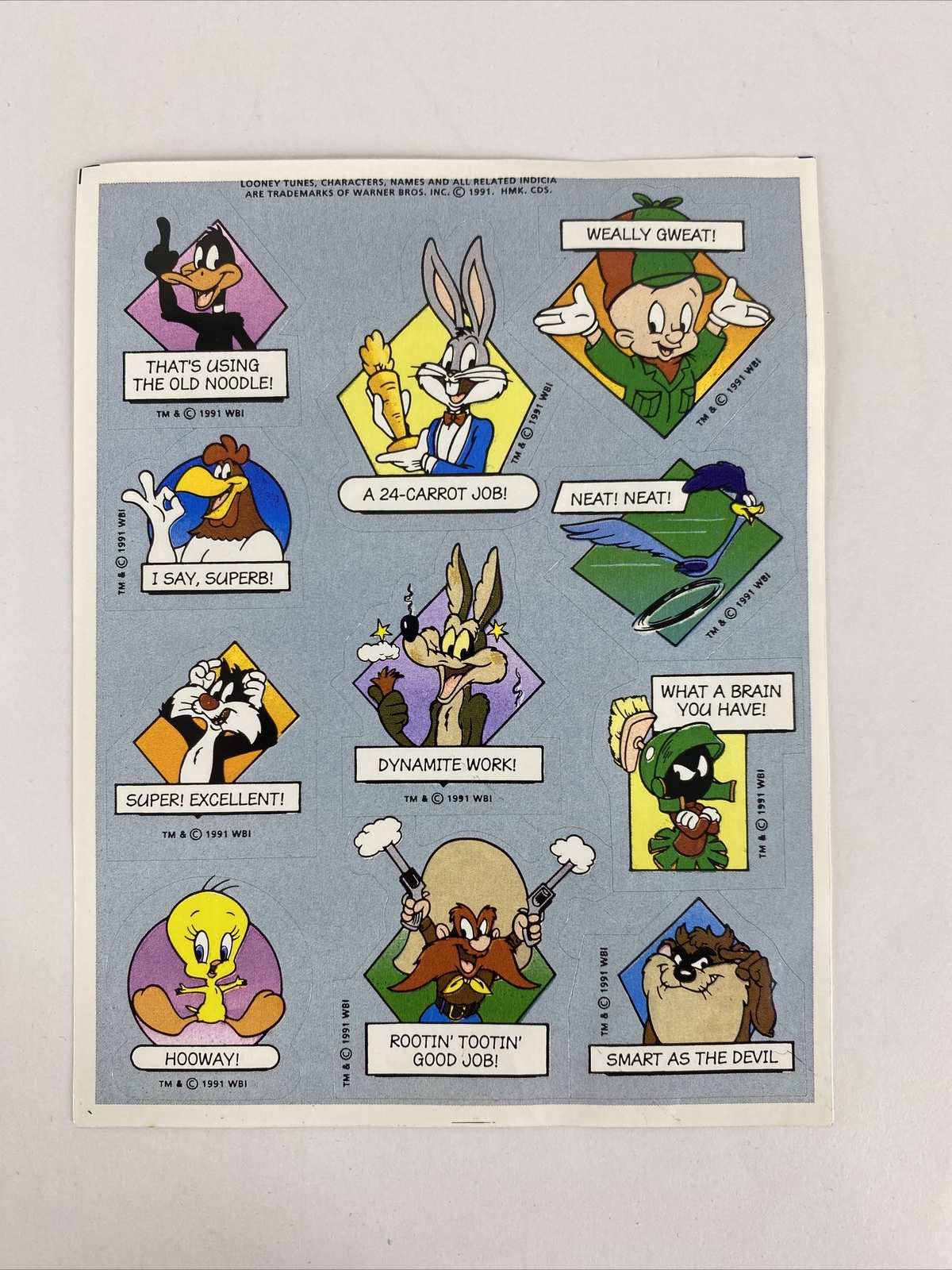 Vintage Hallmark 1991 Warner Bros Looney Tunes Reward Stickers Bugs Daffy Tweety