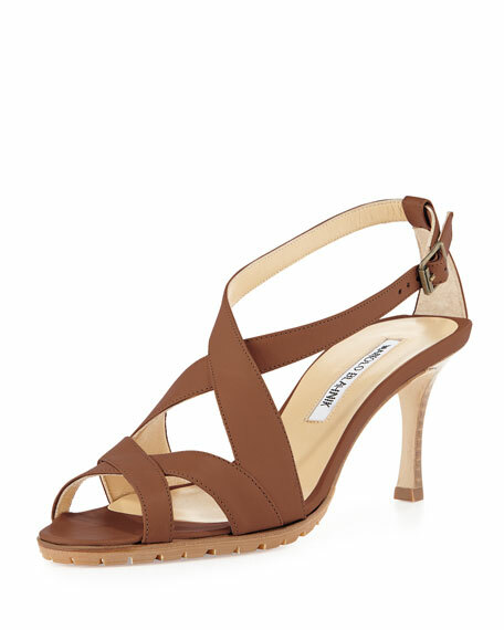 Manolo Blahnik Sandals Mens size 7 Brown Leather Criss Cross Slide Italy Euro Manolo Blahnik Brown Leather Crisscross Flat Slide | ShopSimon main image 4